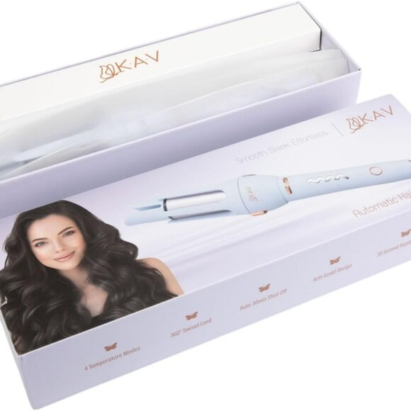 KAV Daphne Plum Auto Hair Curler, Automatic Long Barrel Rotating Curling Iron - Picture 8 of 8